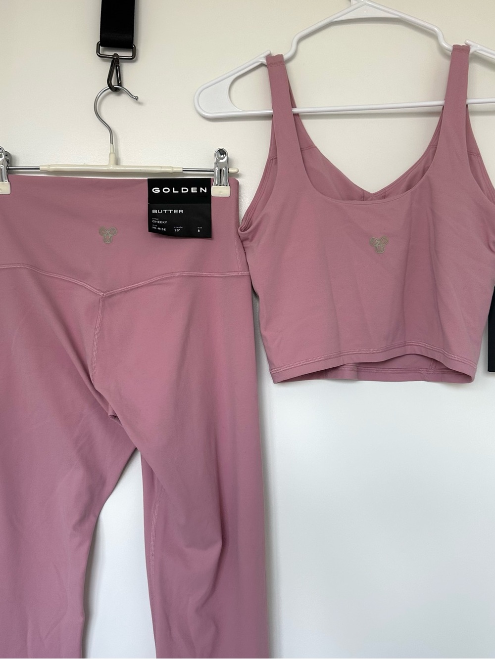 Aritzia Tart Pink Leggings and Crop Top Set